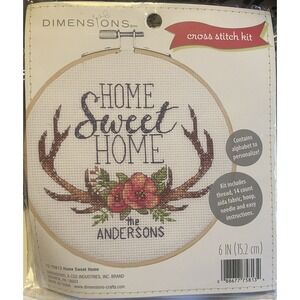 Dimensions Counted Cross Stitch Kit HOME SWEET HOME Personalize w/ Family‎ Name
